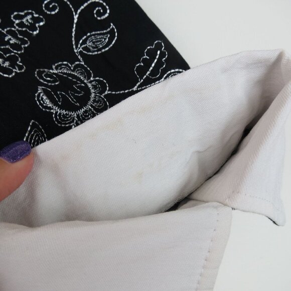 JOSEPH RIBKOFF Women's Black White Embroidered Zip Front Jacket 12 Contrast Cuff - Picture 10 of 10